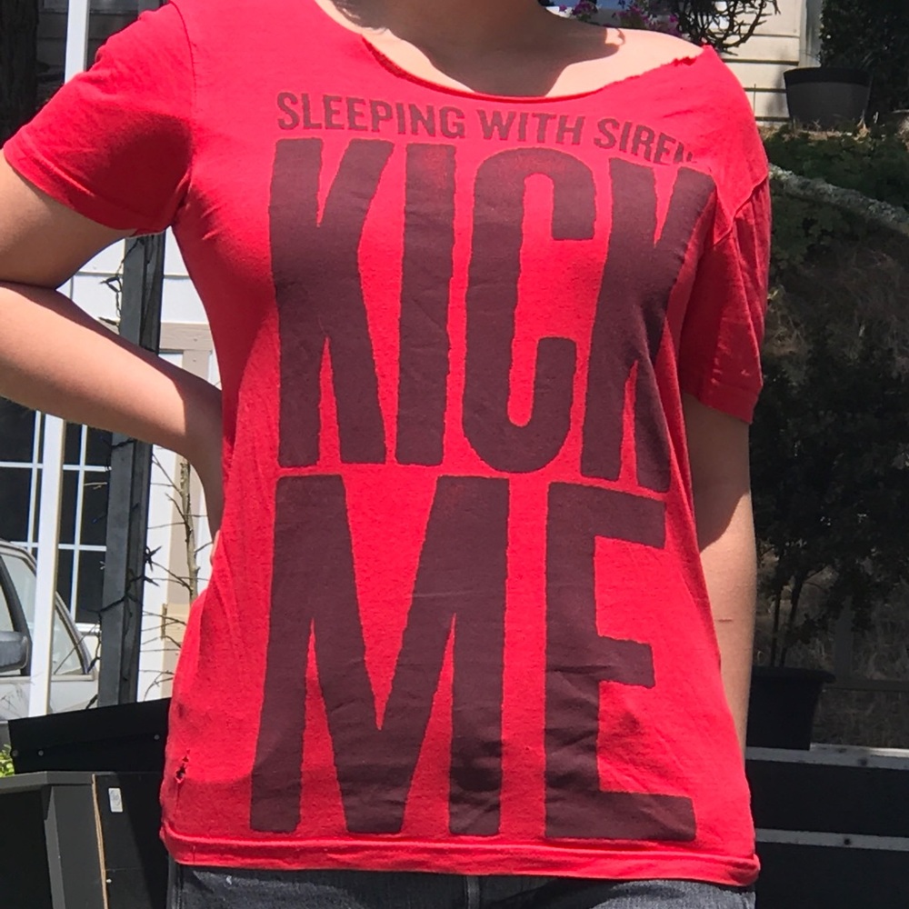Sleeping With Sirens Red Kick Me Off-Shoulder Top